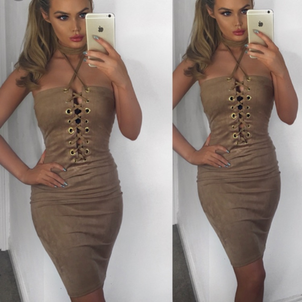 🦋🦋 Brazilian Bodycon Sexy Suede Mini Dress